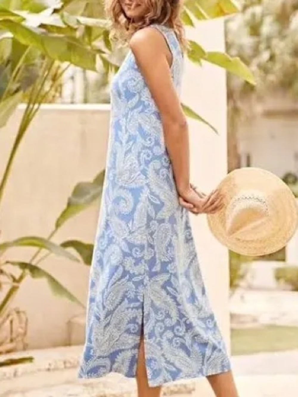 J. Jill Blue Wearever Collection Sleeveless Blue Maxi Dress Sz M